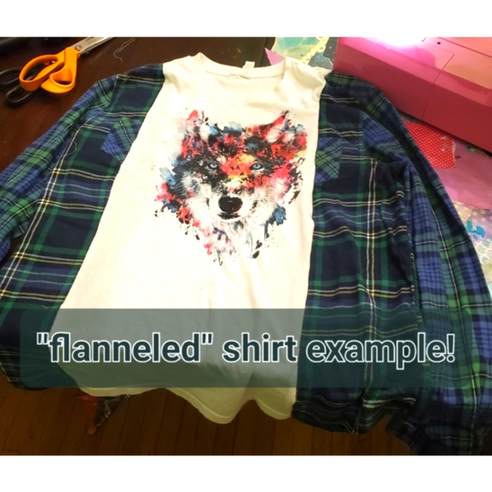 Winter snow tree - upcycled flannel/tee combo - Picture 3 of 8